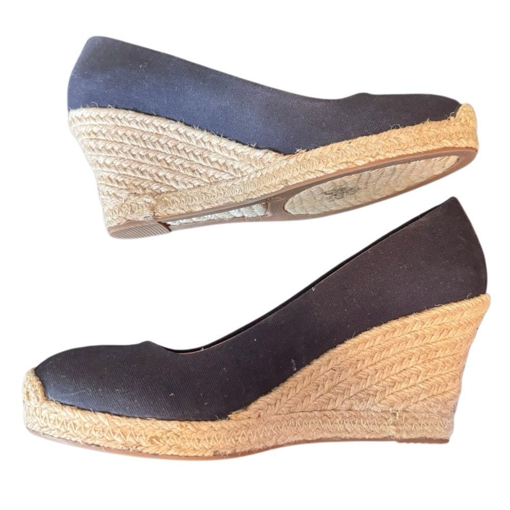 J. Crew J by Crew Navy Blue Canvas Espadrille Wedge Sandals, Size 9 - Picture 5 of 10